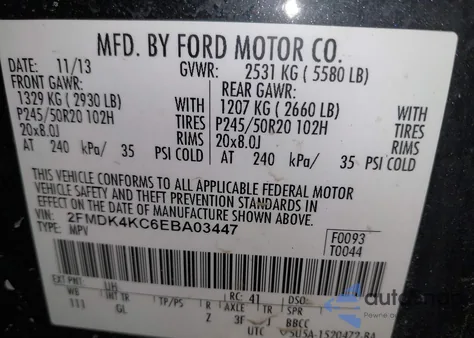 2014 Ford Edge Limited z USA, uszkodzony, nr VIN 2FMDK4KC6EBA03447